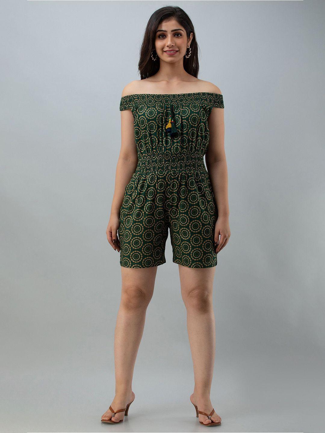ckm green & brown printed jumpsuit