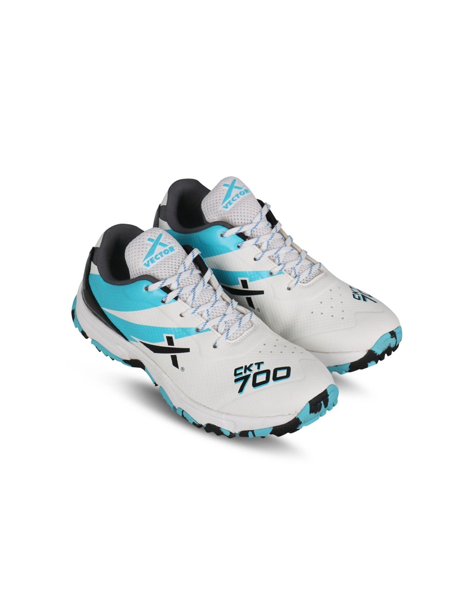 ckt-700 cricket shoes for men (white-black-seagreen)