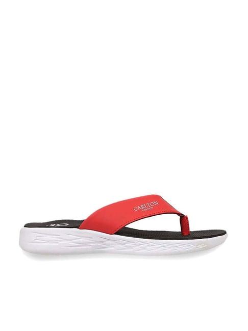 cl sport by carlton london women's red & black thong wedges