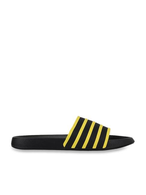 cl sport by carlton london men's black & yellow slides