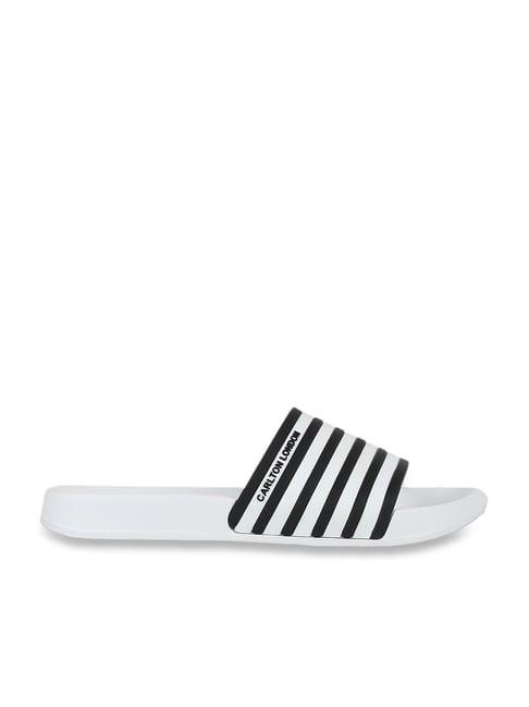 cl sport by carlton london men's white & black slides