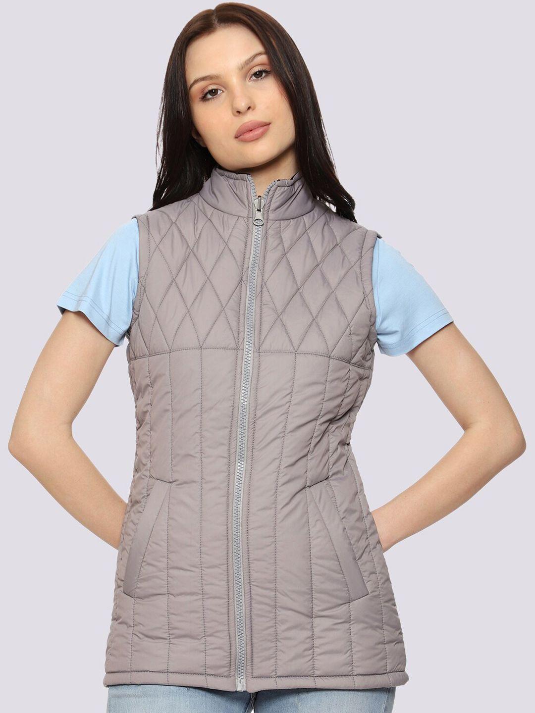 cl sport women grey floral striped reversible longline open front jacket