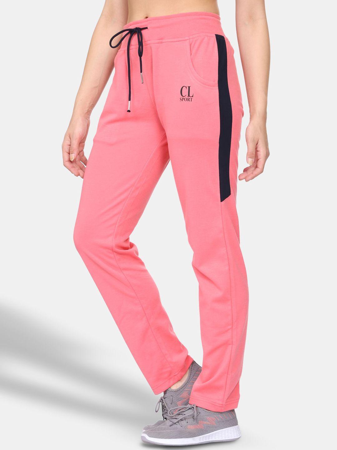 cl sport women pink & black solid track pants