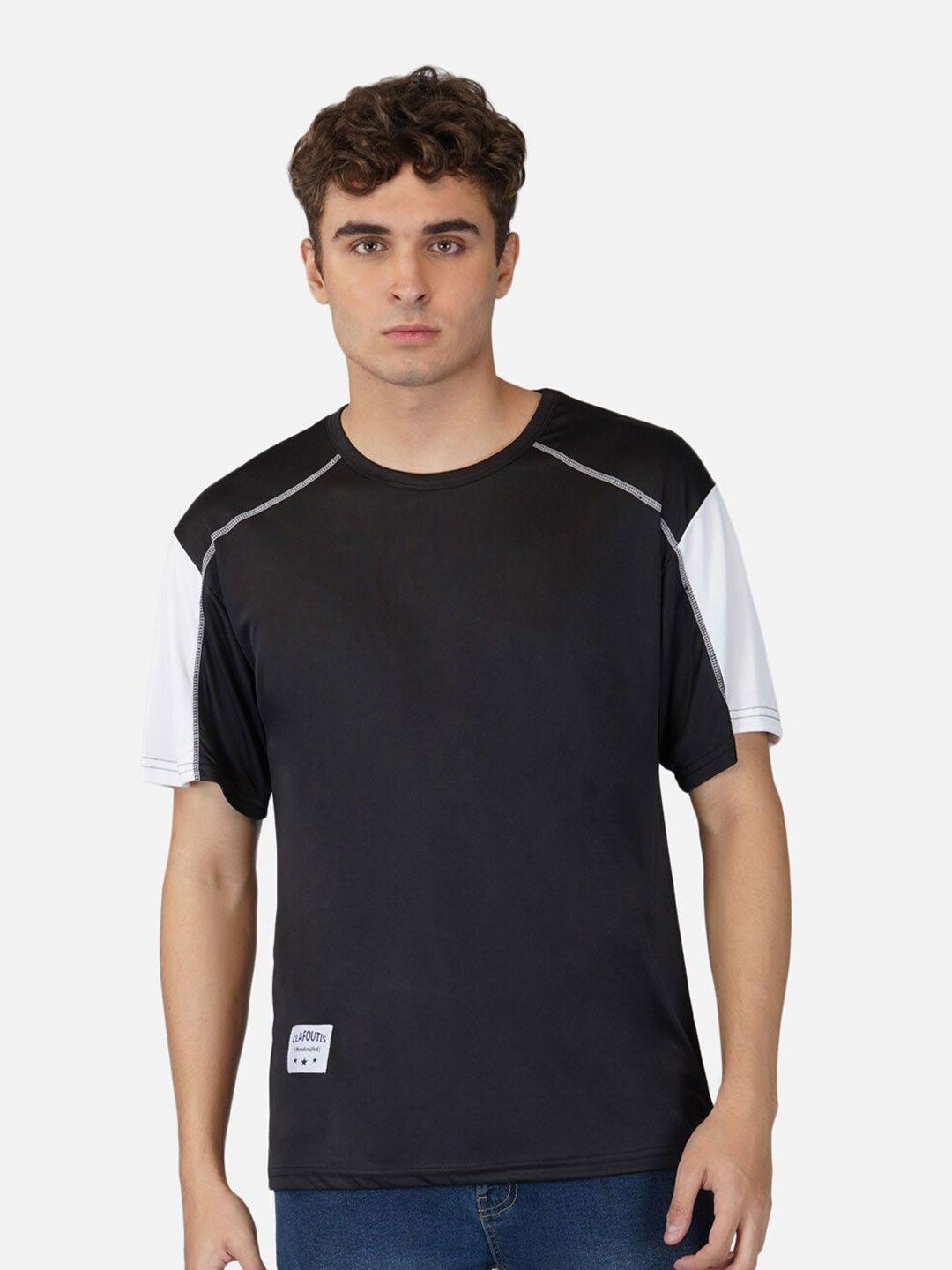 clafoutis men black solid drop-shoulder sleeves t-shirt