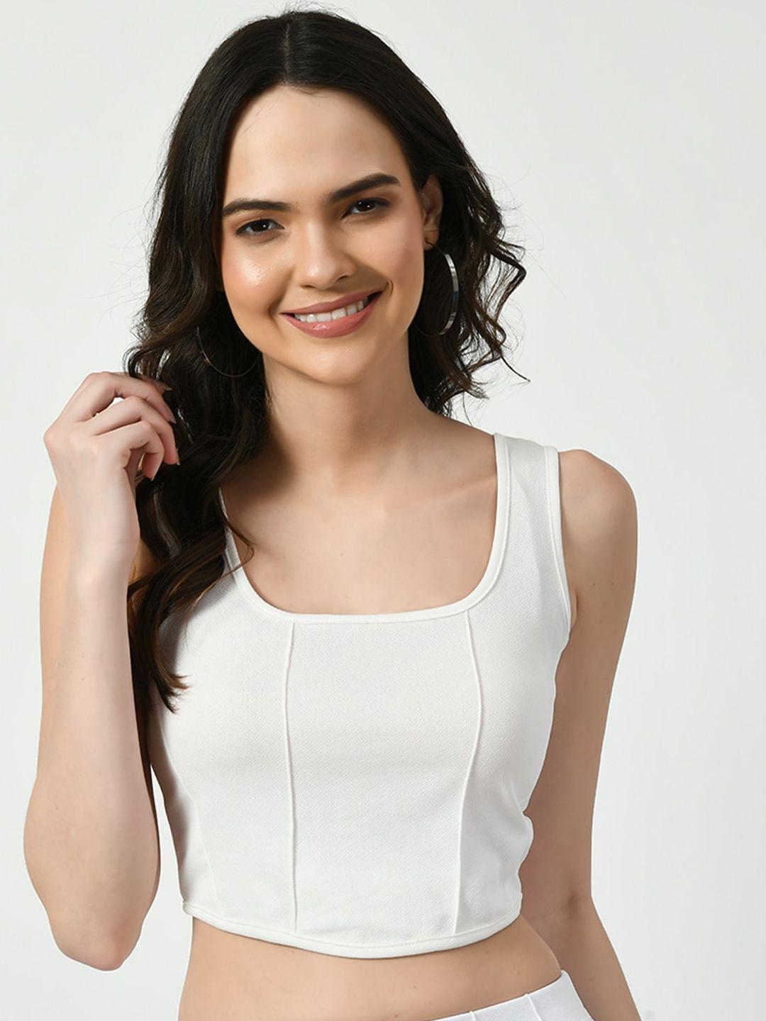 clafoutis square neck crepe fitted crop top