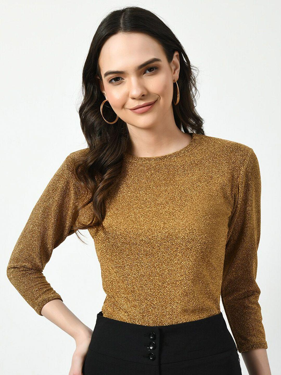 clafoutis round neck long sleeves shimmer top