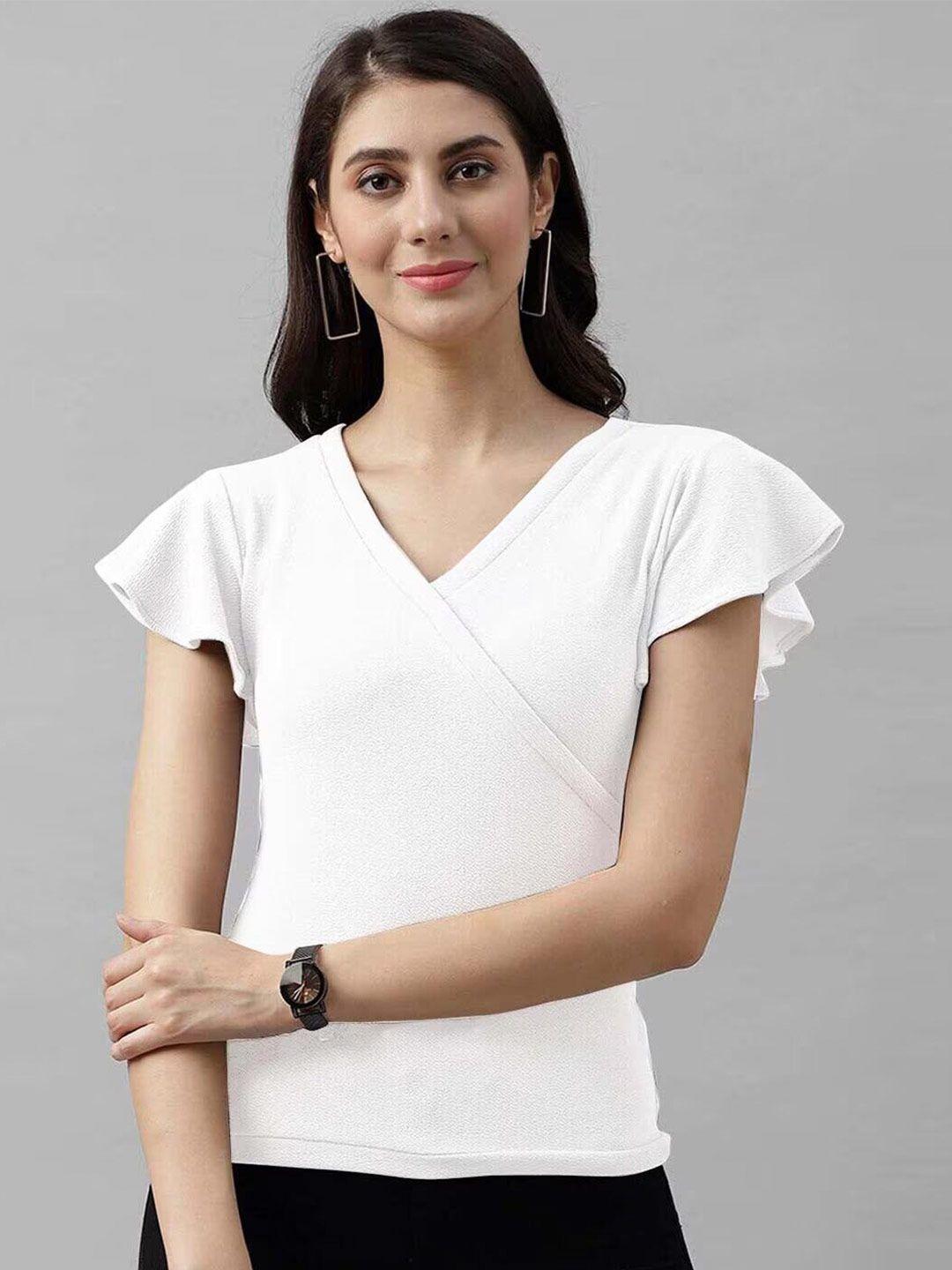 clafoutis v-neck crepe wrap top