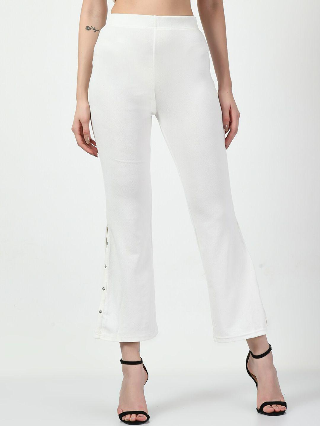 clafoutis women white smart flared high-rise trousers