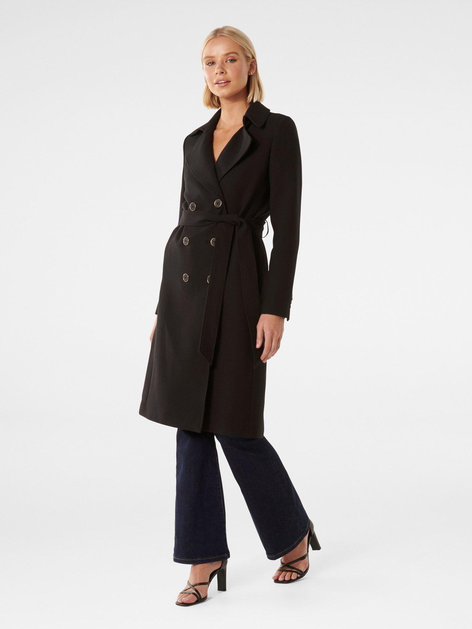 claire black trench coat with belt (set of 2)