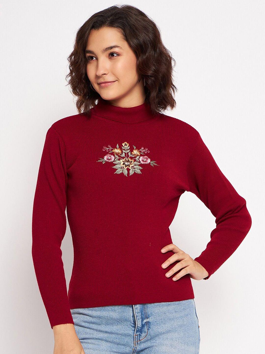 clapton turtle neck long sleeves pullover with embroidered detail