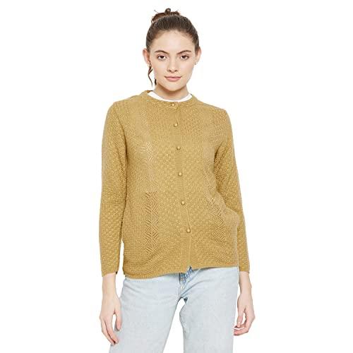 clapton amazing gold stylish winterwear sweaters with cardigans for women fullsleeve longline round neck with button acrylic woolen soft wool blend solid cardigans-nv1217-c-gold_2xl