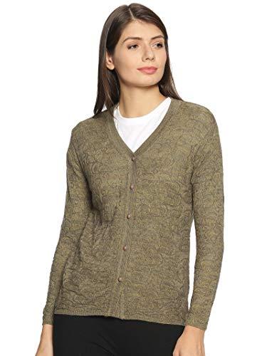 clapton amazing green stylish winterwear sweaters with cardigans for women fullsleeve longline round neck with button acrylic woolen soft wool blend solid cardigans-1244-willowgreen-l