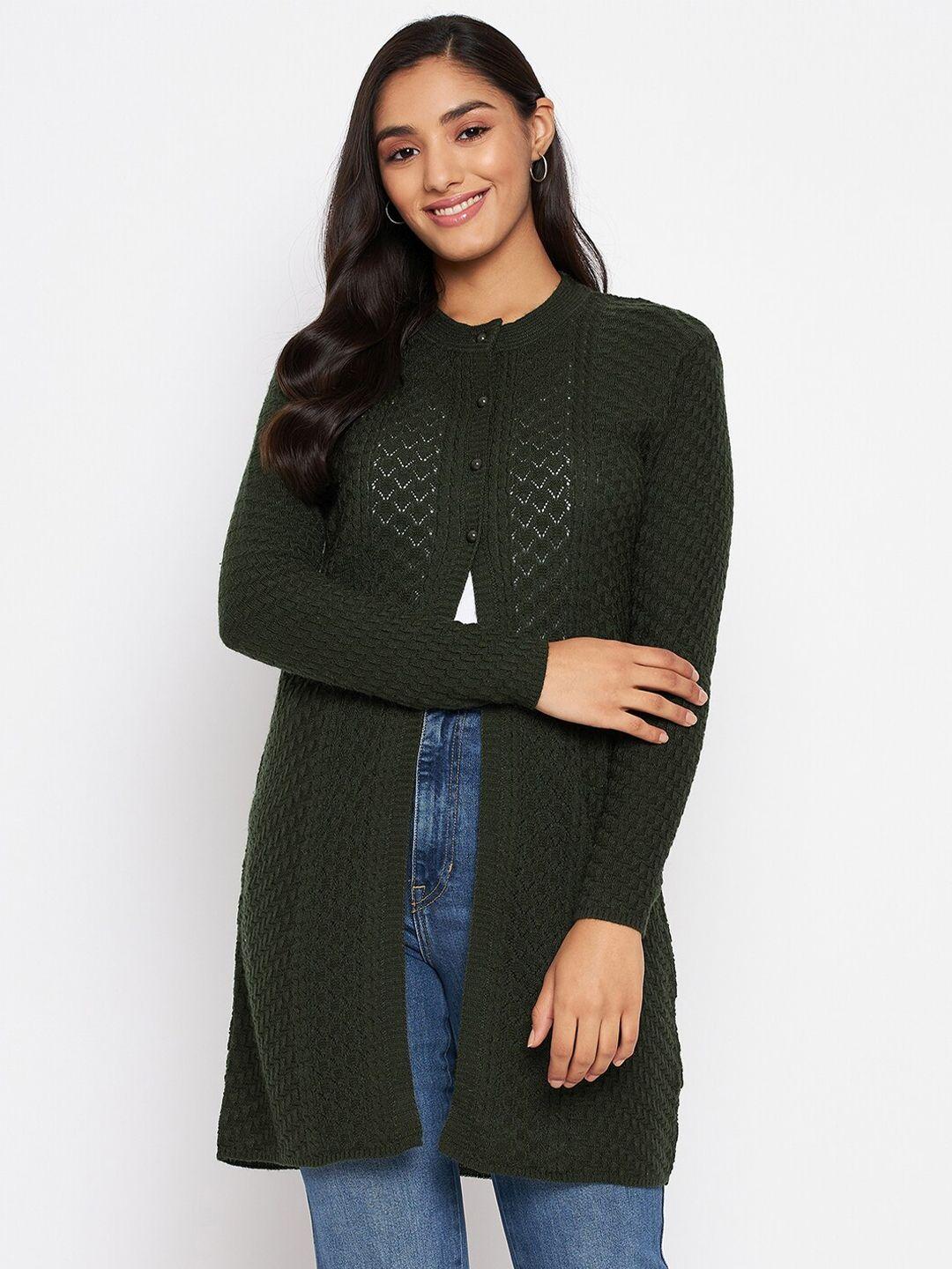 clapton women green woollen longline pullover