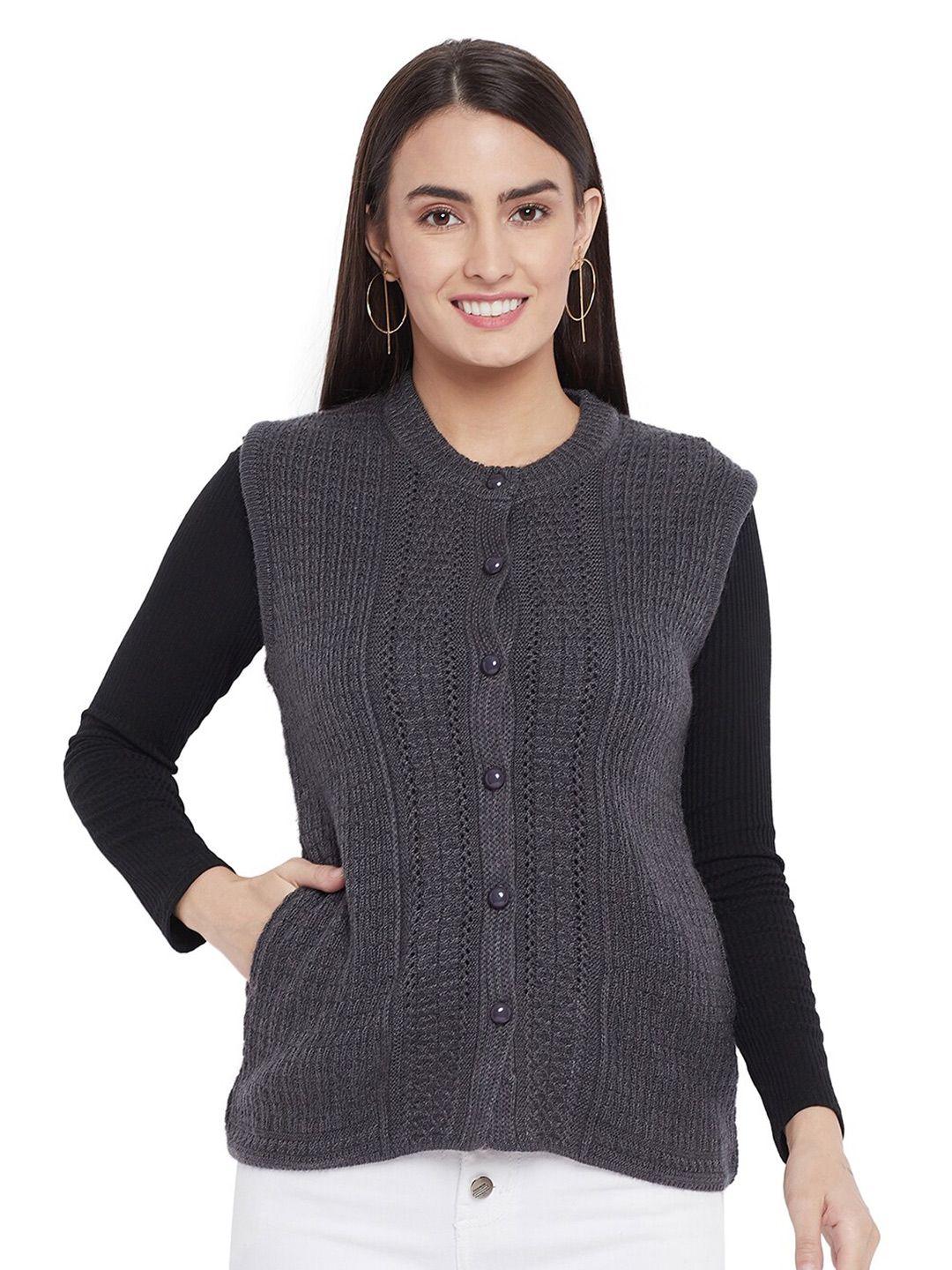 clapton women grey cable knit woollen cardigan