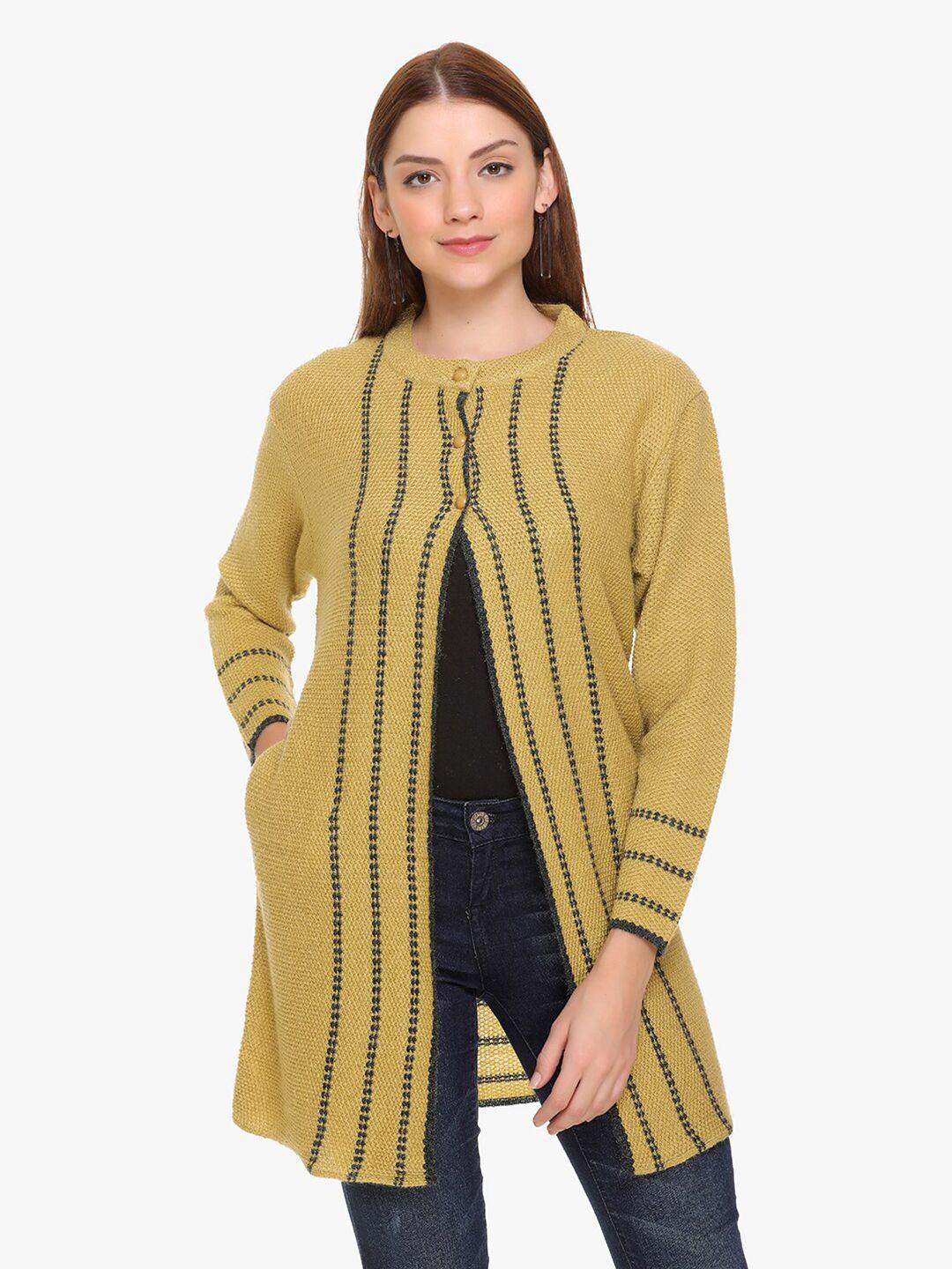 clapton women yellow & black striped woollen longline