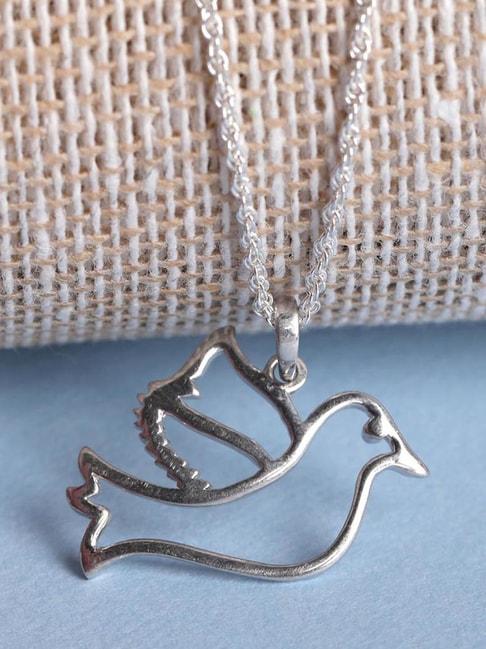 clara 92.5 sterling silver bird pendant with chain for women