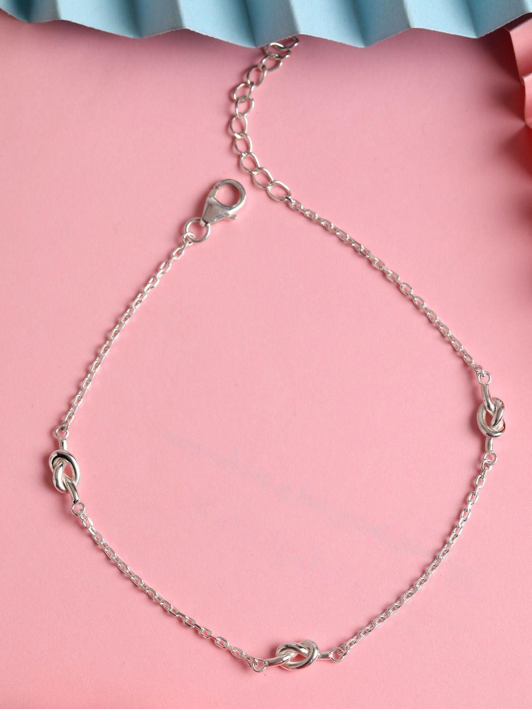 clara silver-toned 925 sterling silver knot  anklet