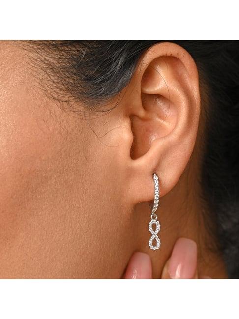 clara 92.5 sterling silver rhodium-plated swiss zirconia infinity hoop bali earrings for women & girls