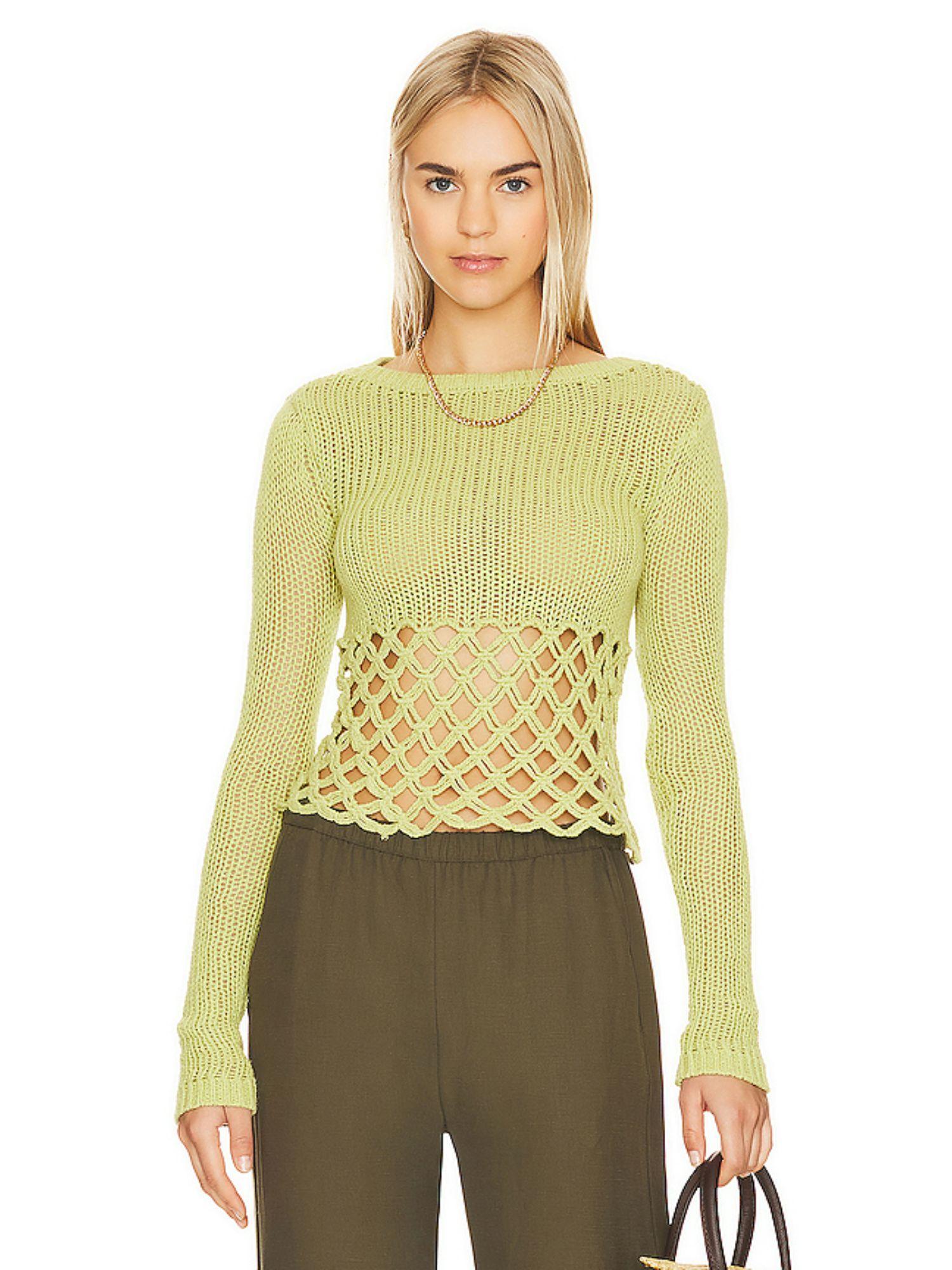 clara cropped fishnet pullover
