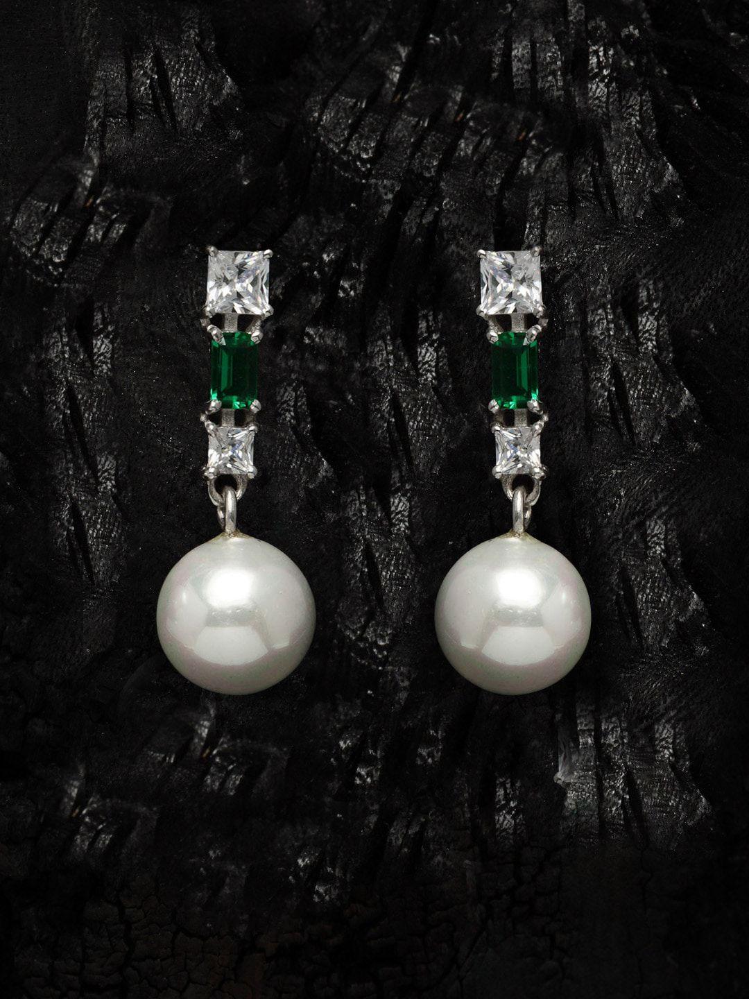 clara silver-toned contemporary drop earrings