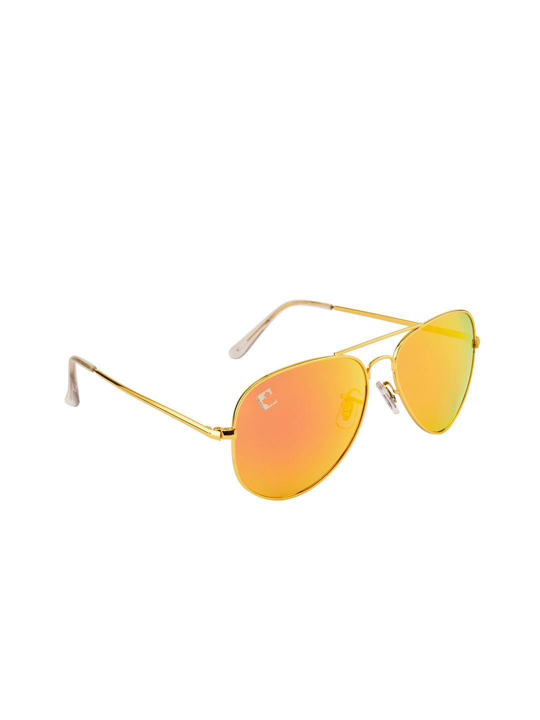 clark n palmer unisex red lens & gold-toned aviator sunglasses with polarised and uv protected lens