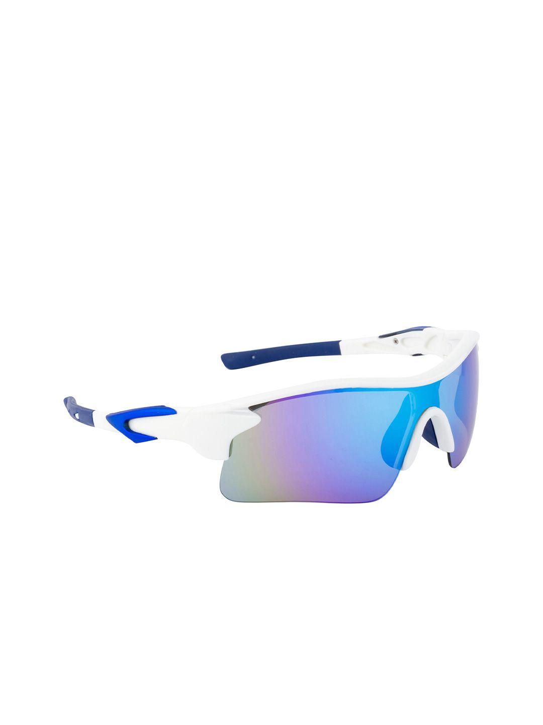 clark n palmer blue lens & white sports sunglasses with uv protected lens cnp-sm-117