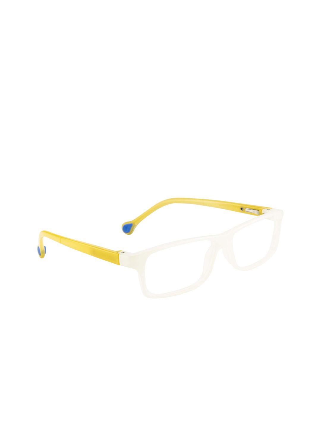 clark n palmer kids white & yellow colourblocked full rim rectangle frames cnp-y129-c7