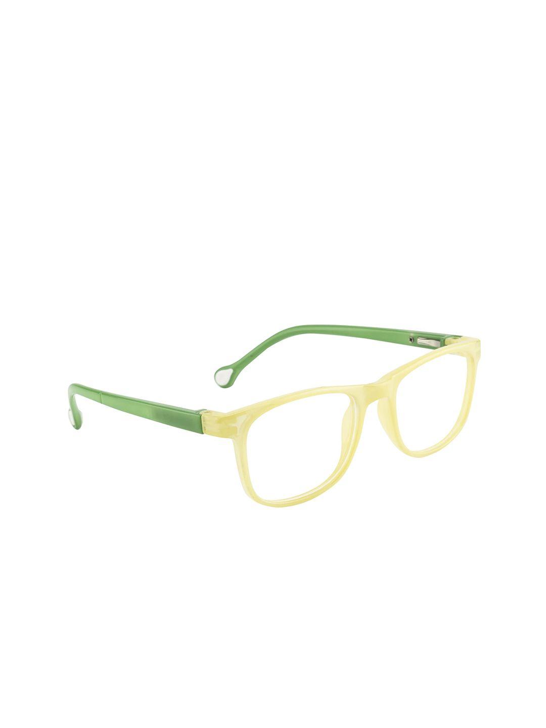 clark n palmer kids yellow & green colourblocked full rim rectangle frames cnp-y130-c5