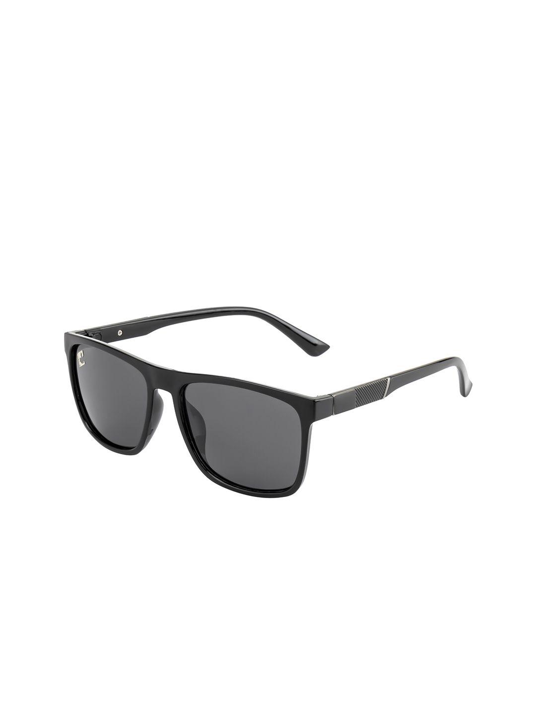 clark n palmer unisex black lens & black square sunglasses with polarised and uv protected lens