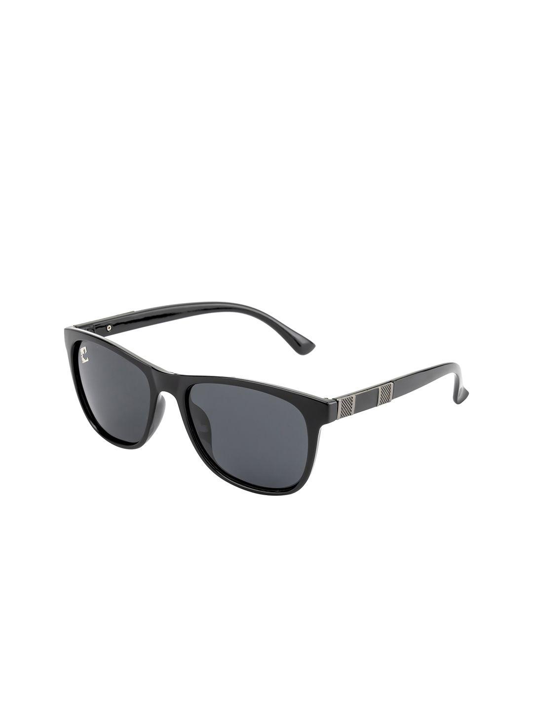 clark n palmer unisex black lens & black wayfarer sunglasses with polarised and uv protected lens