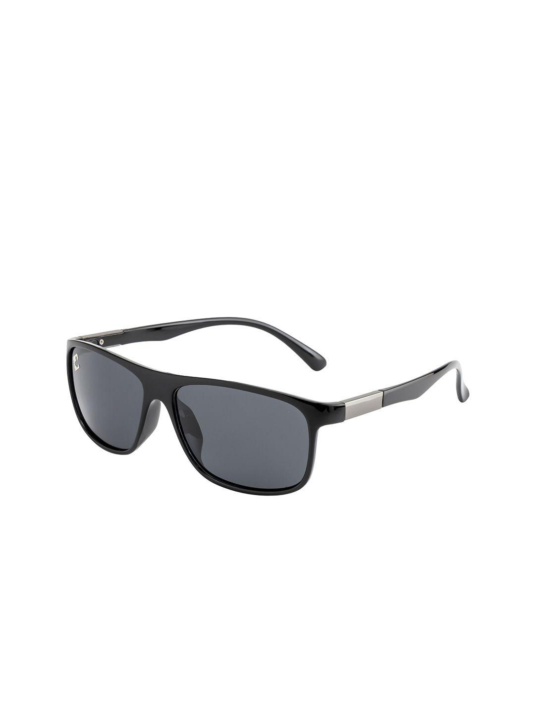 clark n palmer unisex black lens & black wayfarer sunglasses with polarised and uv protected lens