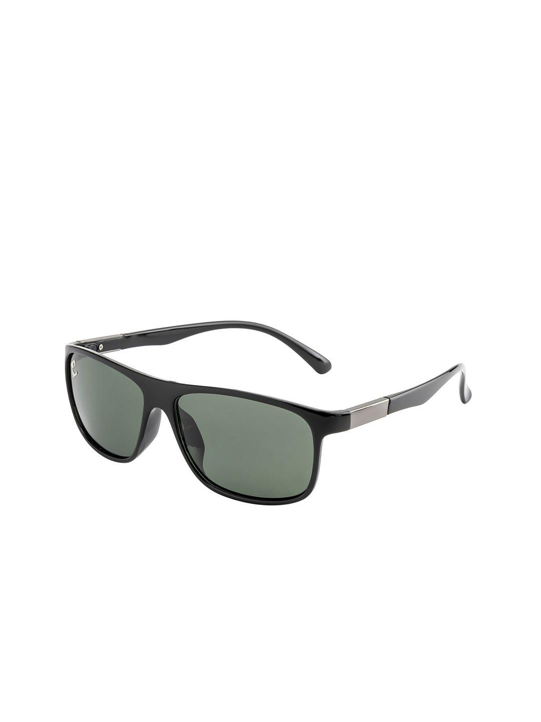clark n palmer unisex green lens & black shield sunglasses with polarised and uv protected lens