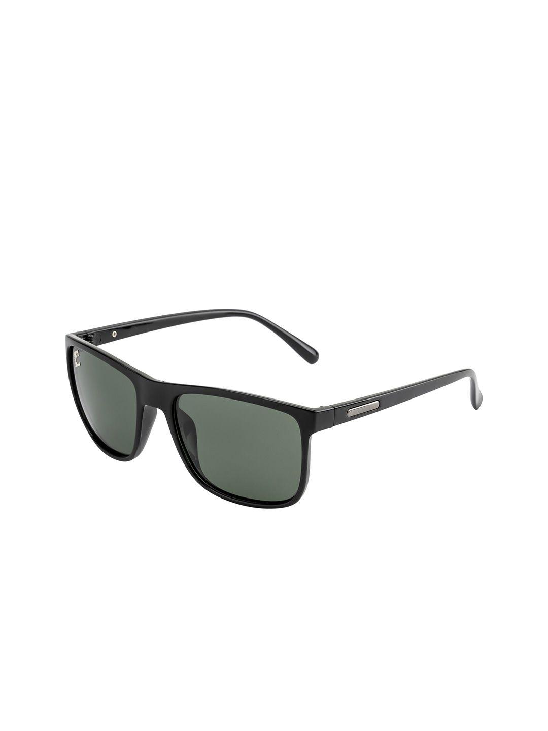 clark n palmer unisex green lens & black square sunglasses with polarised and uv protected lens