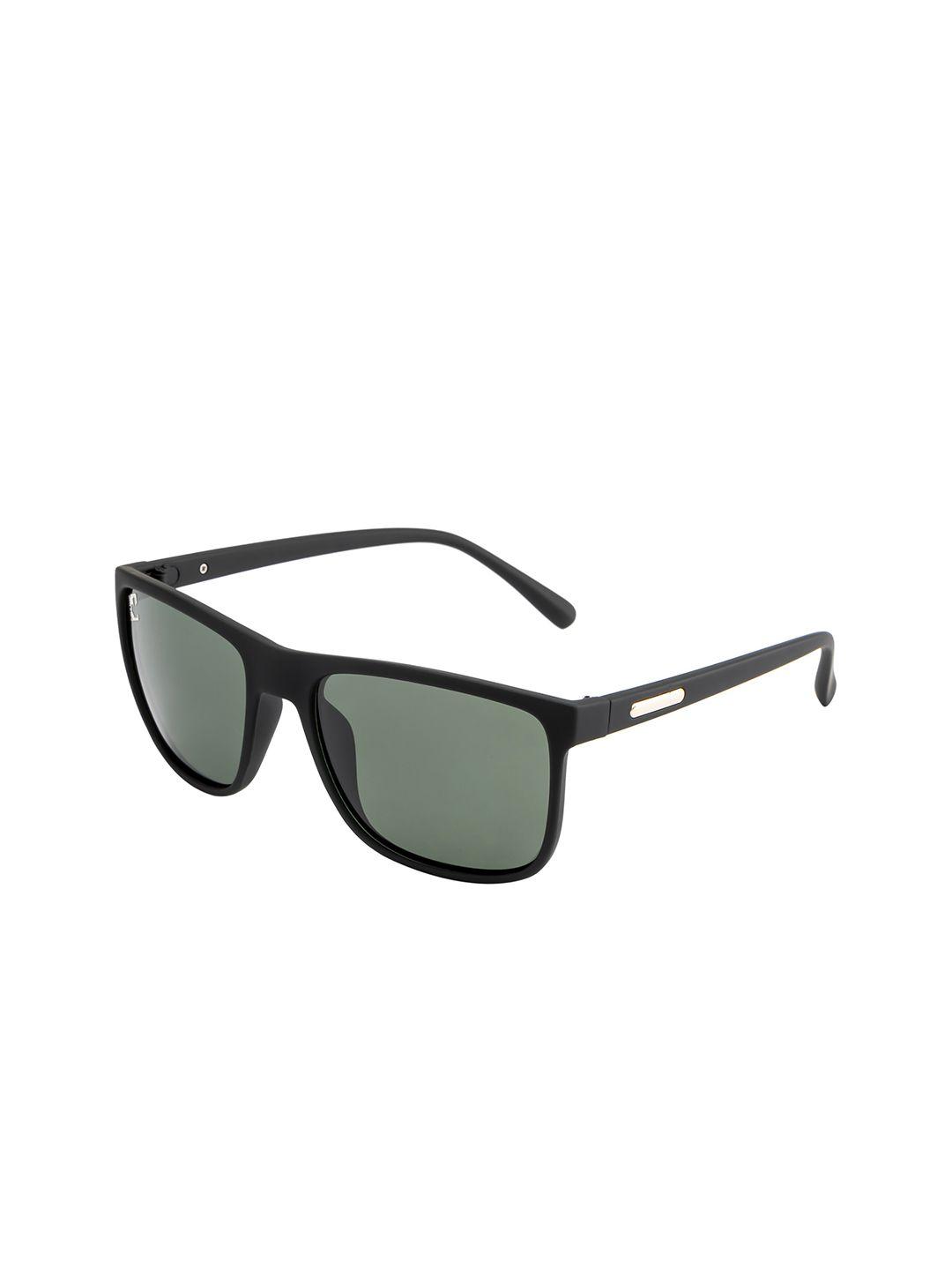 clark n palmer unisex green lens & black square sunglasses with polarised and uv protected lens