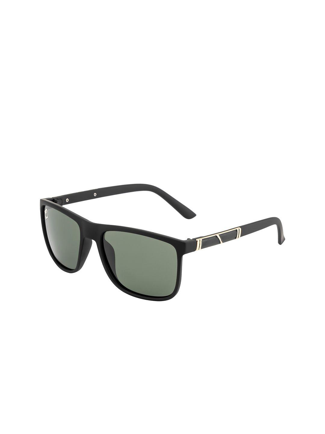 clark n palmer unisex green lens & black square sunglasses with polarised and uv protected lens