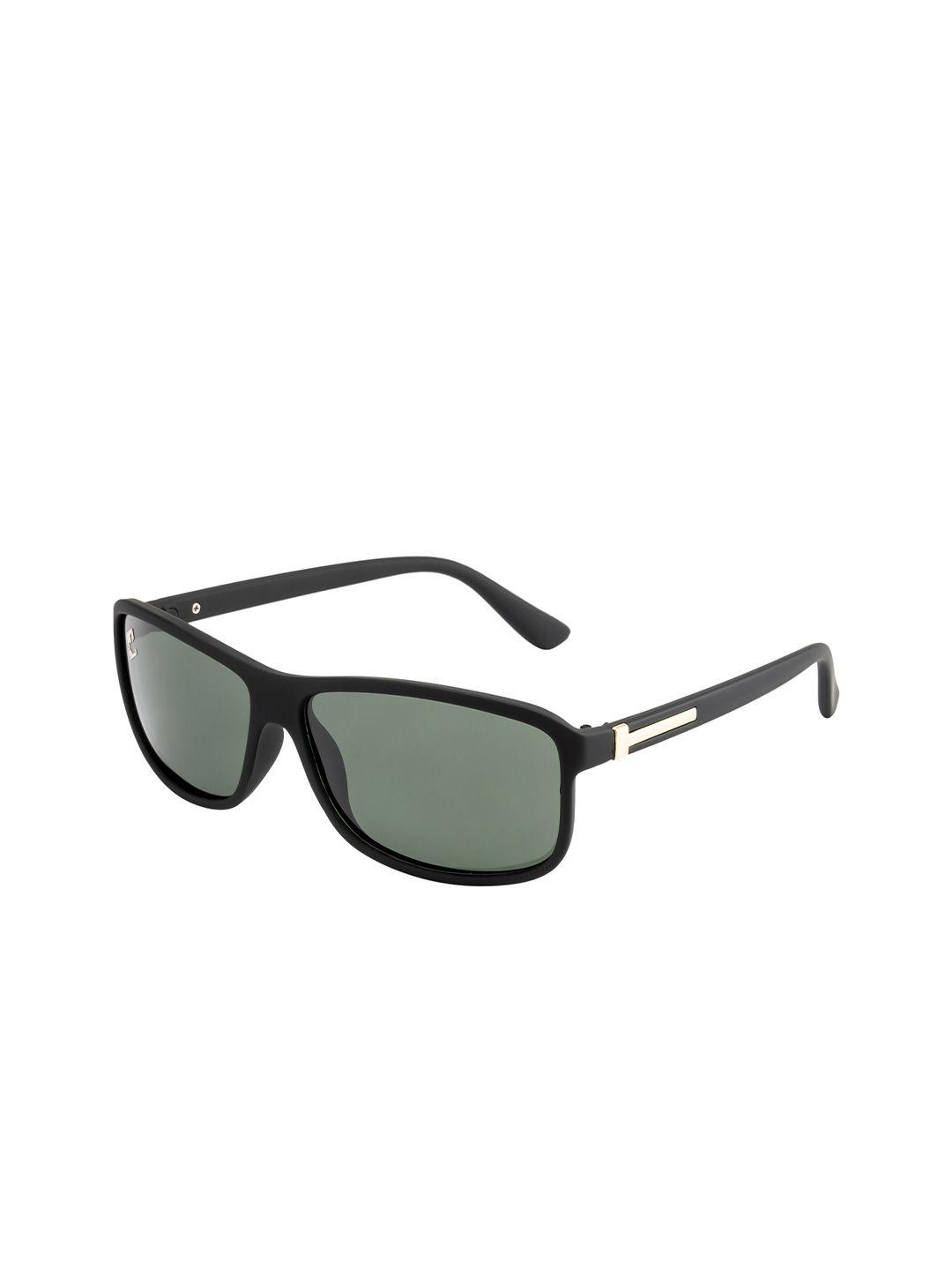 clark n palmer unisex green lens & black wayfarer sunglasses with polarised and uv protected lens