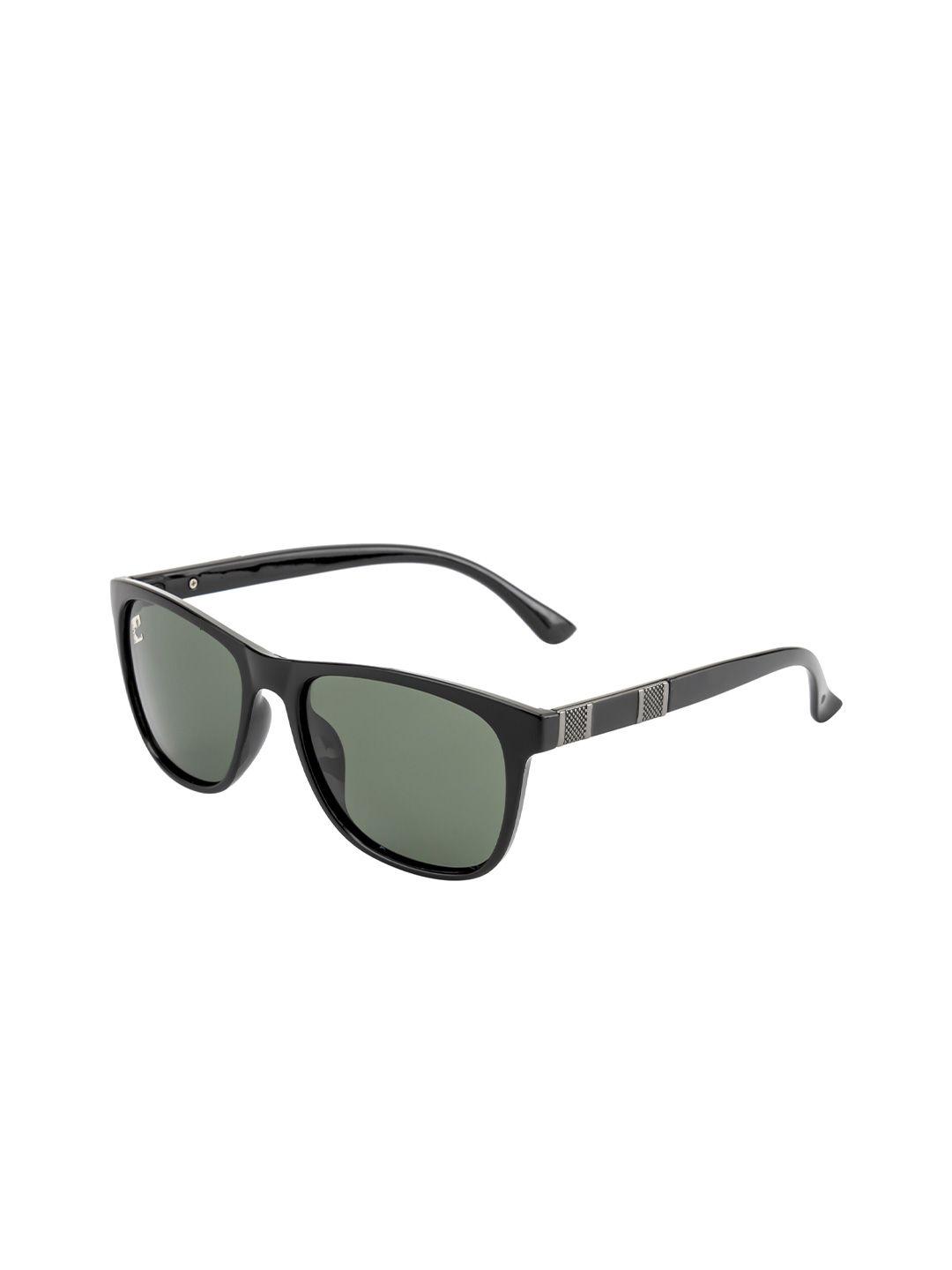 clark n palmer unisex green lens & black wayfarer sunglasses with polarised and uv protected lens