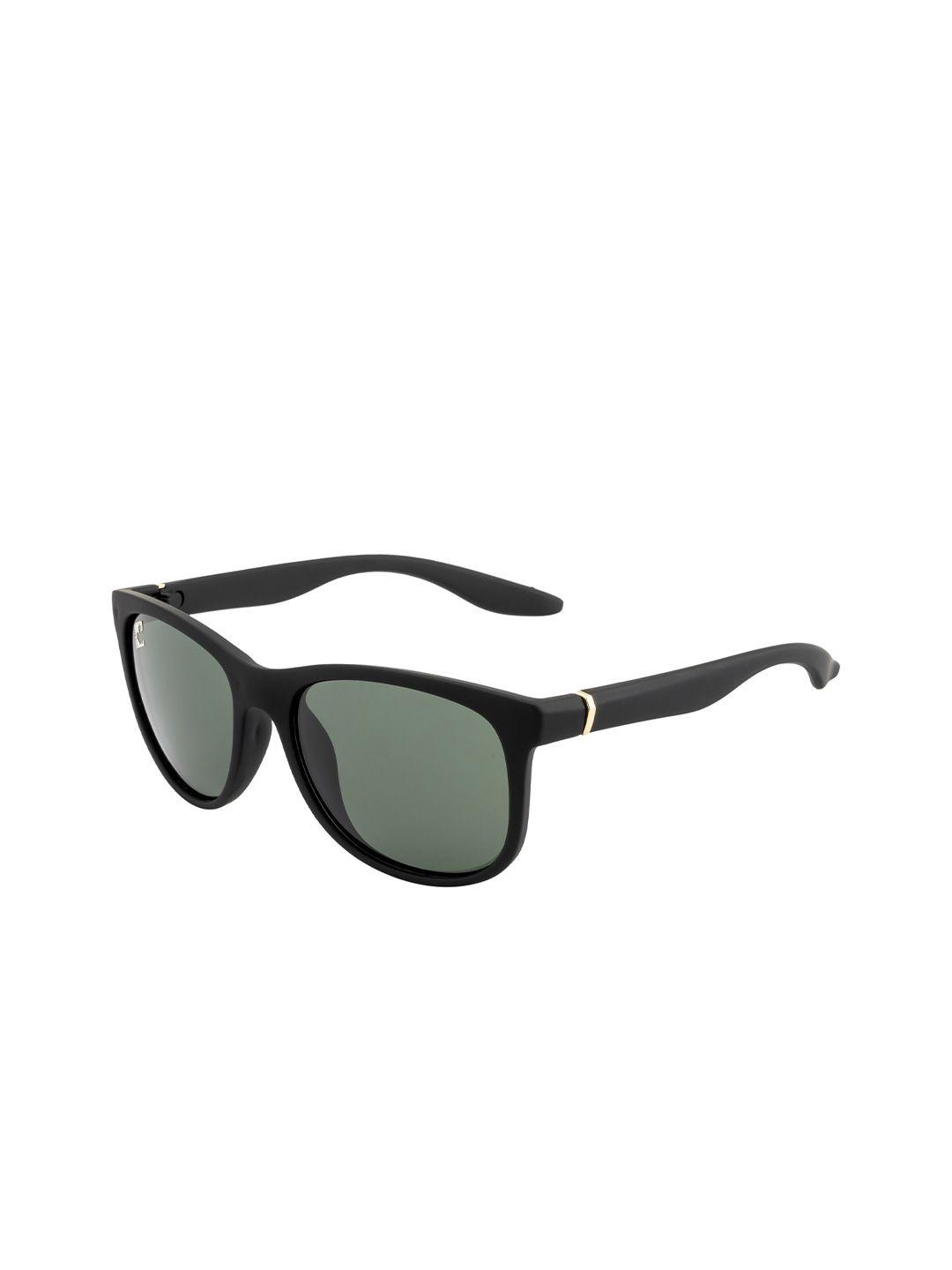 clark n palmer unisex green lens & black wayfarer sunglasses with polarised and uv protected lens