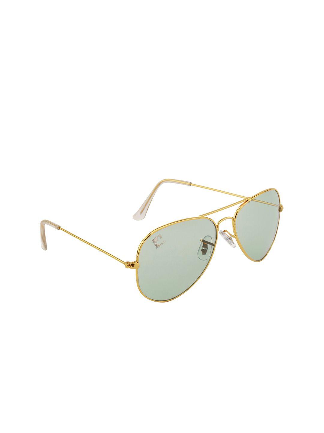 clark n palmer unisex green lens & gold-toned aviator sunglasses with uv protected lens