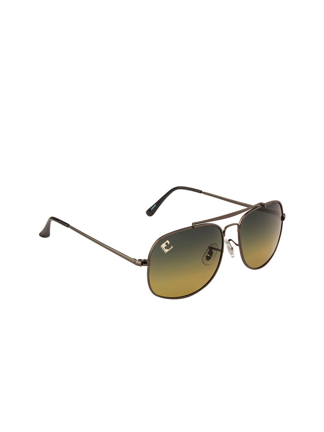 clark n palmer unisex green lens & gunmetal-toned square sunglasses with polarised and uv protected lens