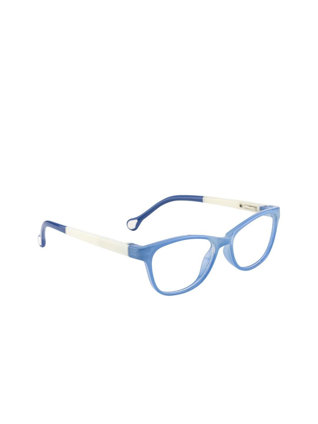 clark n palmer unisex kids blue & white colourblocked full rim oval frames cnp-y128-c4