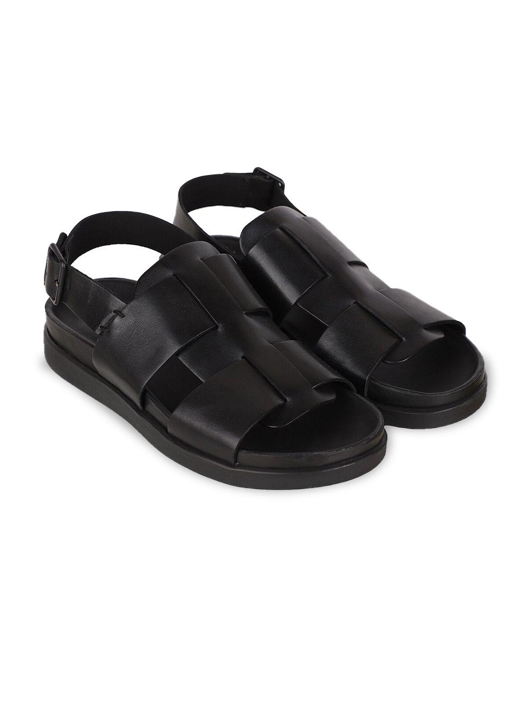 clarks men black leather comfort sandals