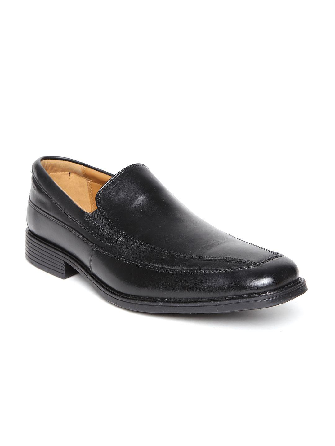 clarks men black leather semiformal shoes
