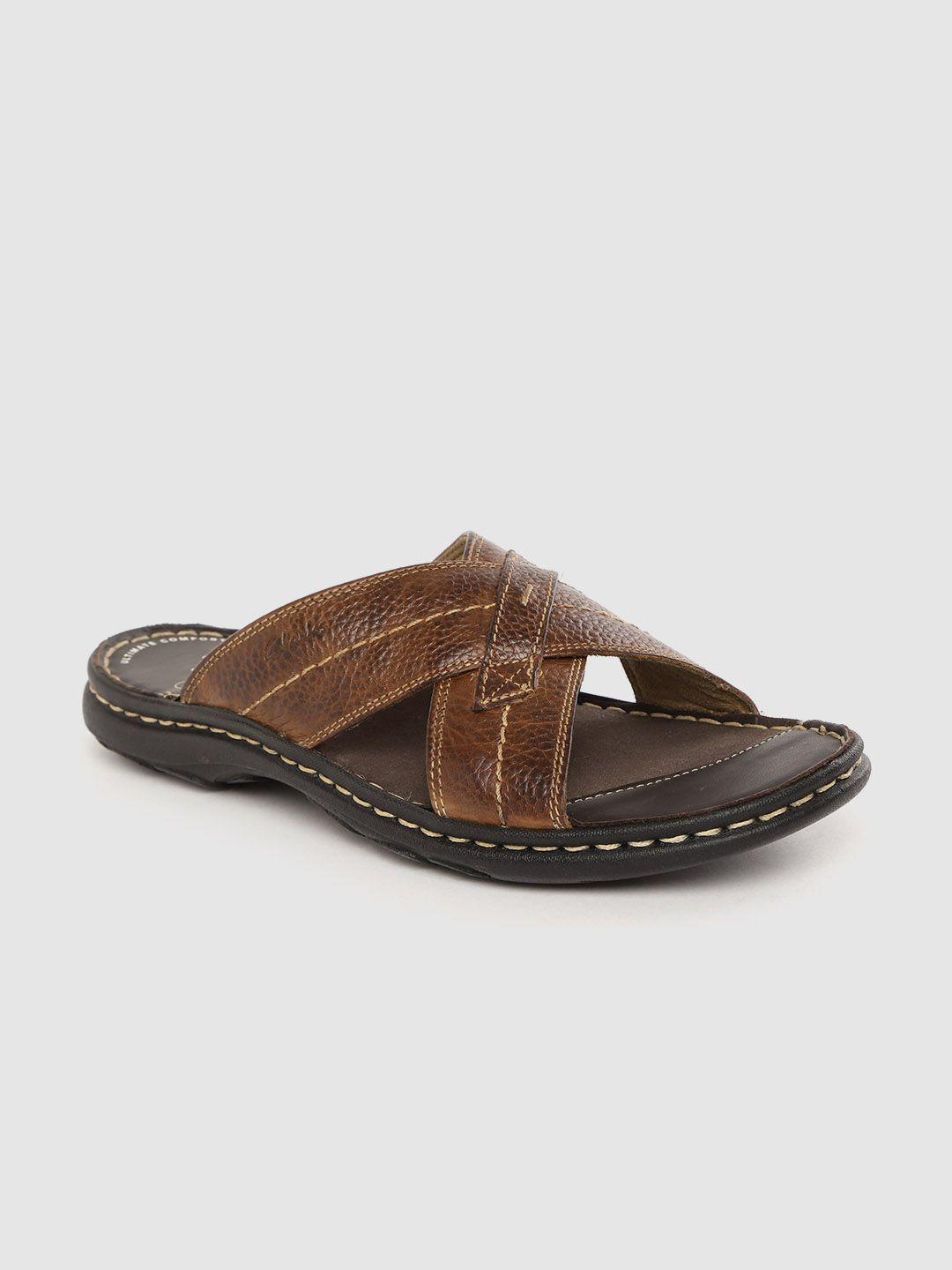 clarks men brown leather comfort sandals