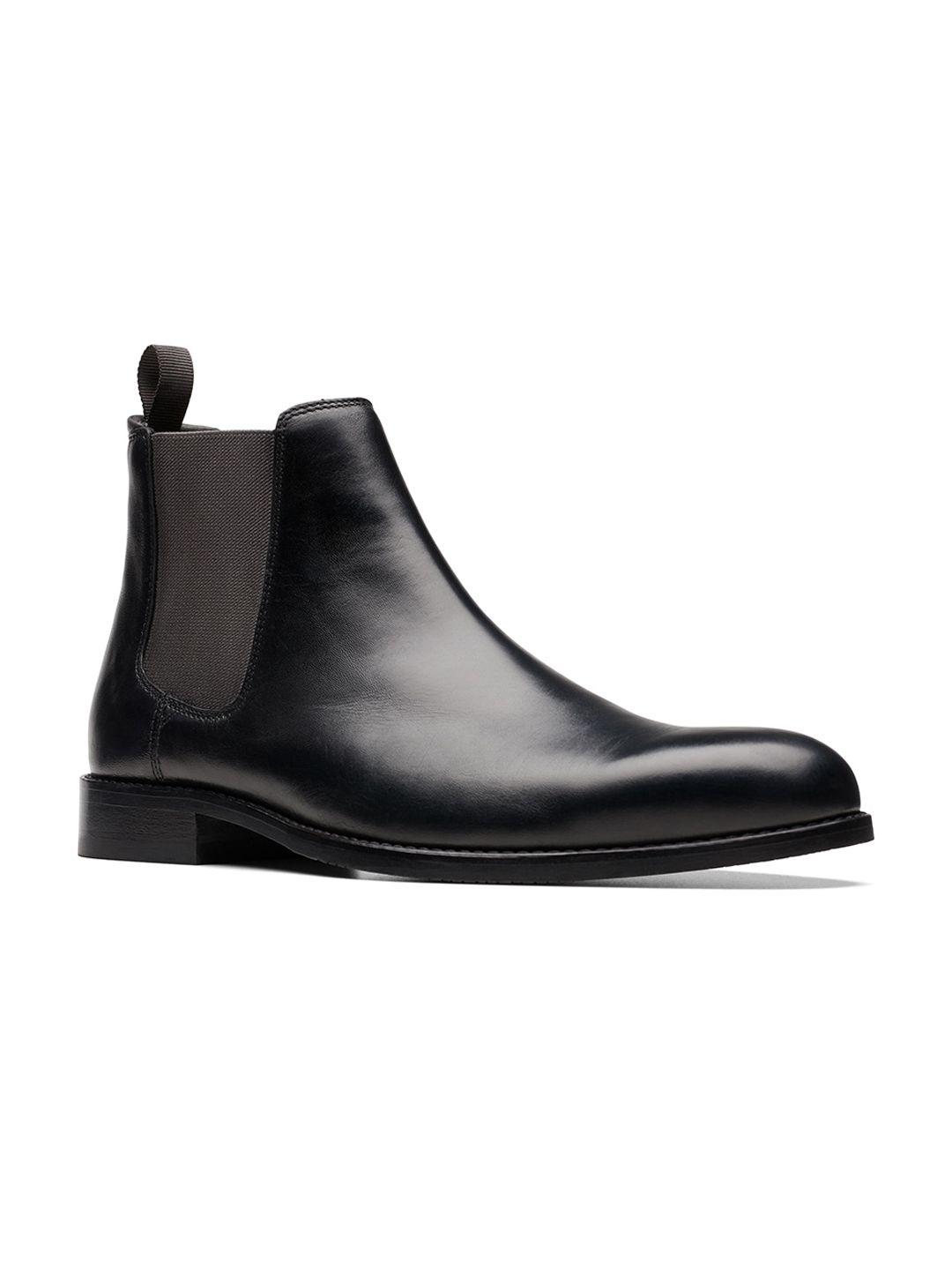 clarks men mid-top leather chelsea boots