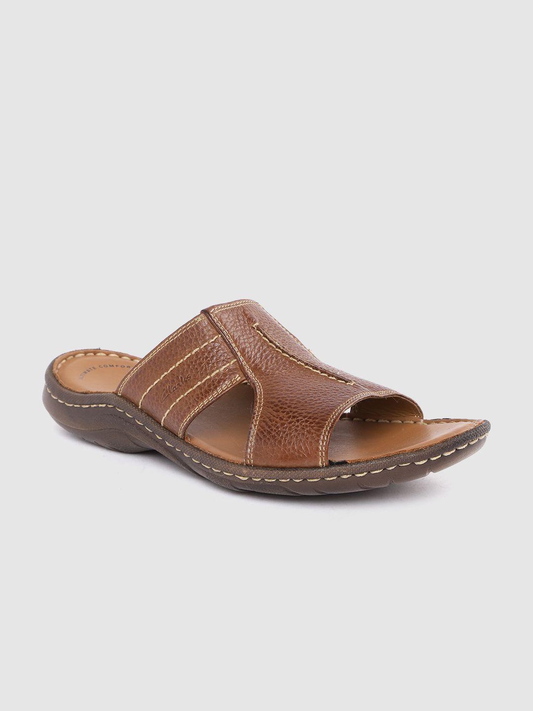 clarks men tan brown leather comfort sandals