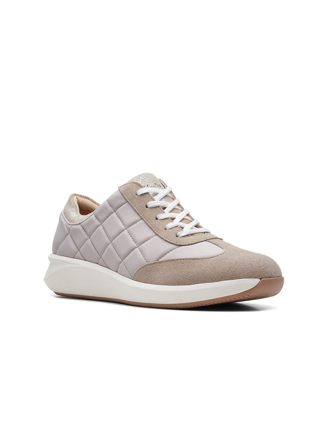 clarks-women-brown-woven-design-leather-sneakers
