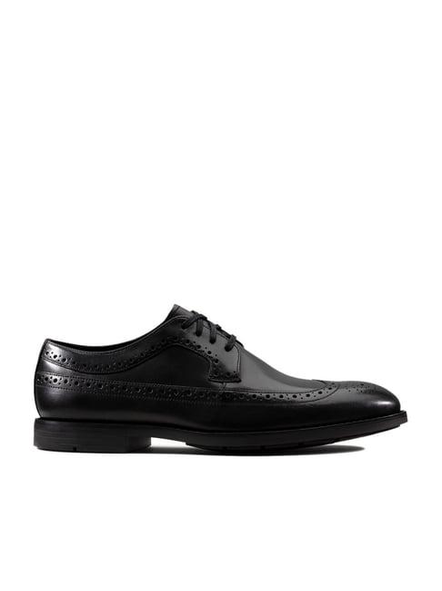 clarks men's black brogue shoes