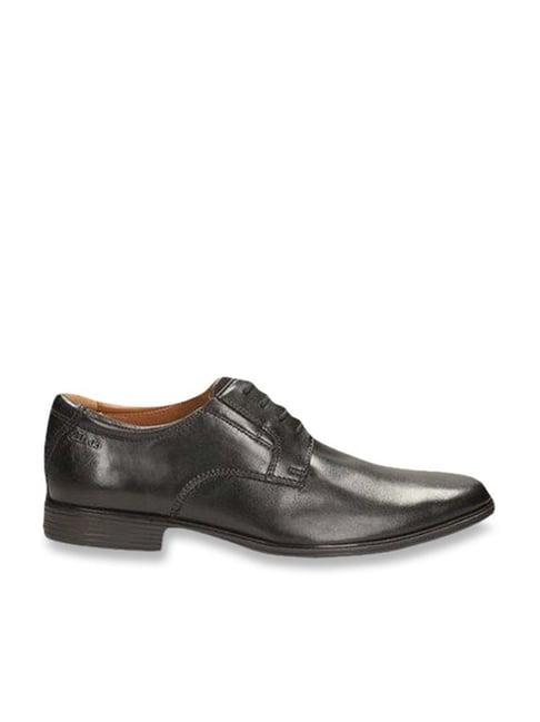 clarks men's tilden plain black derby shoes