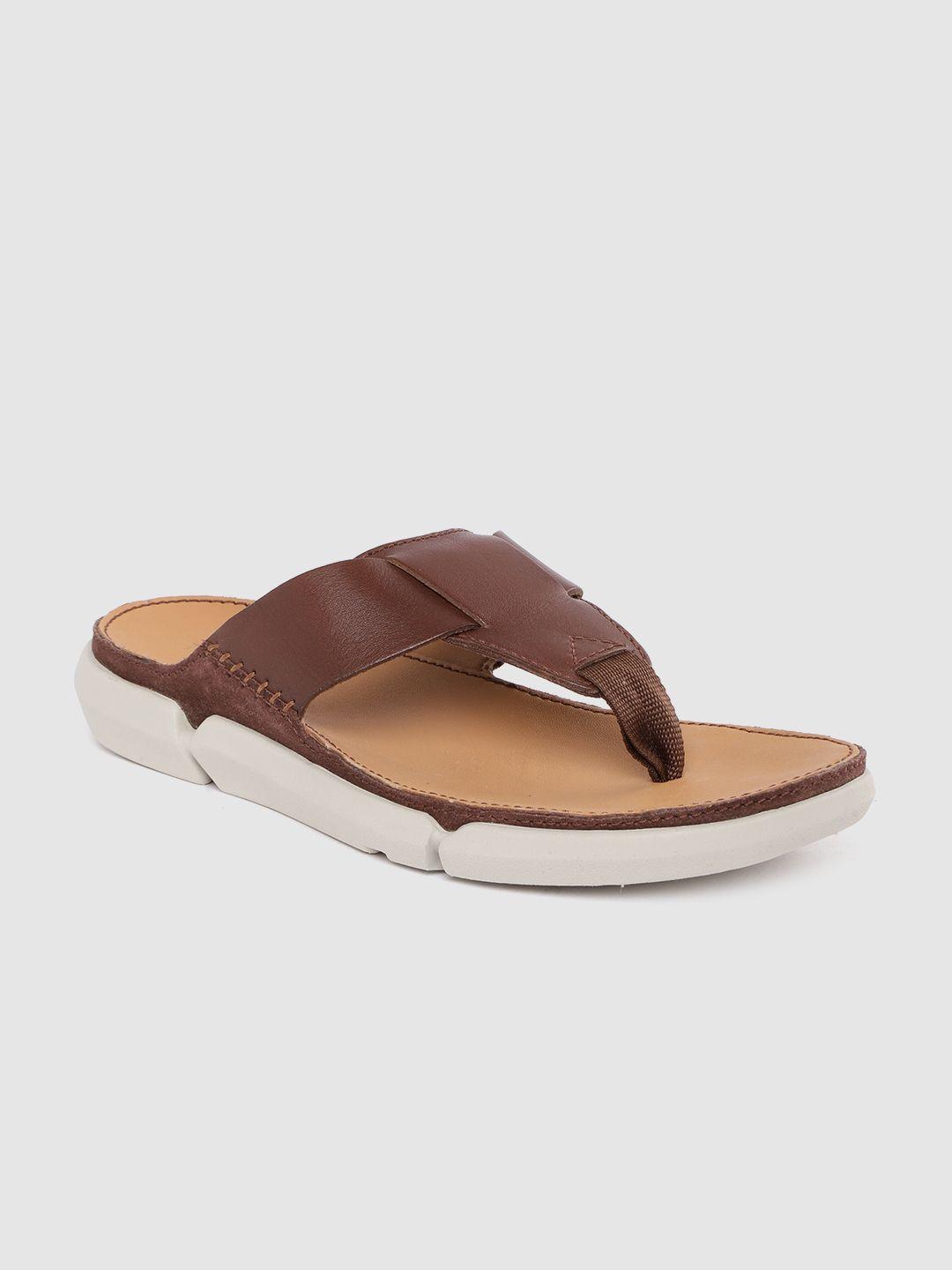 clarks men brown leather comfort sandals